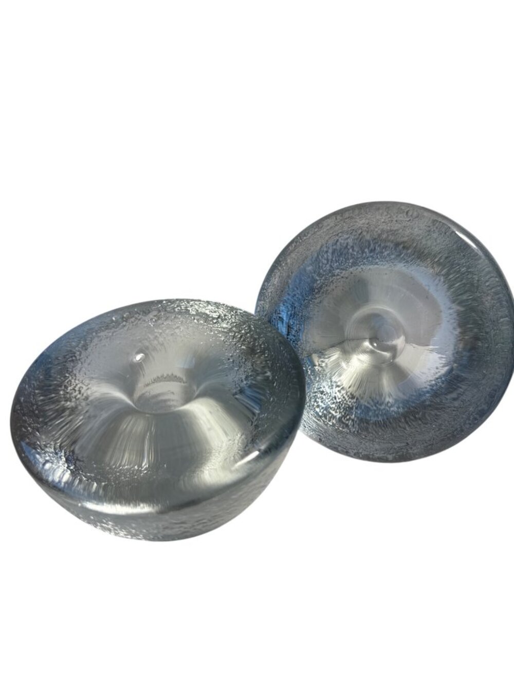 Blenko Clear Glass Taper Candle Holders Heavy 4" in Set of 2 Vtg MCM Home Decor - Picture 2 of 12